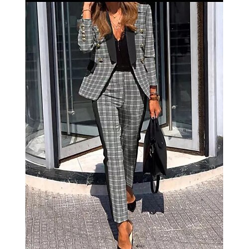 Women's Blazer Office Suit Pants Sets Dress Pants Business Black Blue Office Work Graphic Plaid Print Shirt Collar S M L XL XXL
Women's Blazer Office Suit Pants Sets Dress Pants Business Black Blue Office Work Graphic Plaid Print Shirt Collar S M L XL XXL