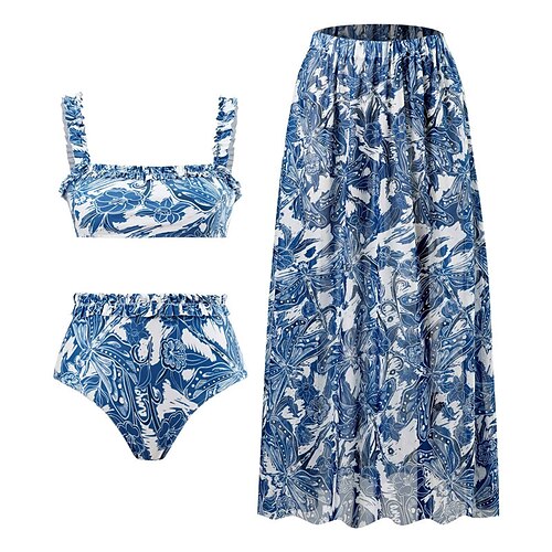Mulheres Roupa de Banho Biquíni 2 partes Normal roupa de banho Sem costas Estampado Flor Azul Azul Real Camisola Com Alças Fatos de banho novo Férias Moda
Mulheres Roupa de Banho Biquíni 2 partes Normal roupa de banho Sem costas Estampado Flor Azul Azul Real Camisola Com Alças Fatos de banho novo Férias Moda