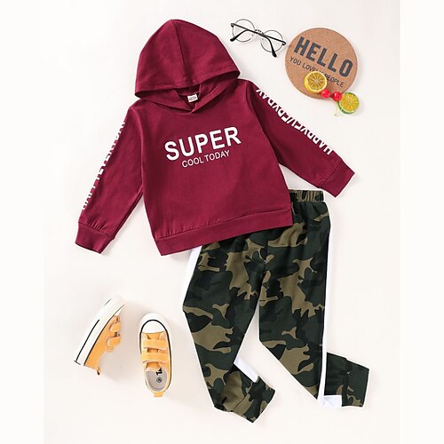 Toddler Boys Tracksuits Outfit Letter Camo Long Sleeve Set Casual Daily Winter Fall 3-7 Years Black Yellow Red
Toddler Boys Tracksuits Outfit Letter Camo Long Sleeve Set Casual Daily Winter Fall 3-7 Years Black Yellow Red