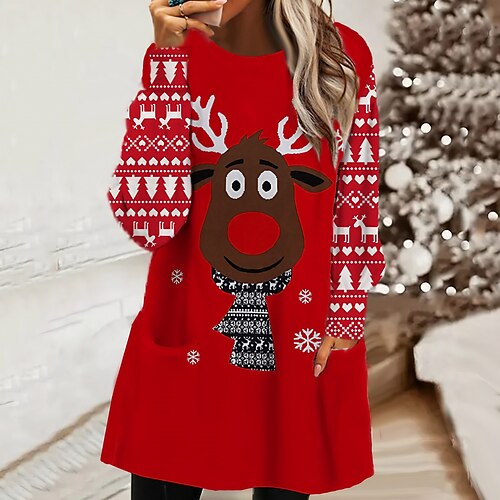 Women's Sweatshirt Dress Shift Dress Mini Dress Black Wine Red Long Sleeve Flag Pocket Winter Fall Autumn Crew Neck Christmas Daily Loose Fit 2022 S M L XL XXL 3XL
Women's Sweatshirt Dress Shift Dress Mini Dress Black Wine Red Long Sleeve Flag Pocket Winter Fall Autumn Crew Neck Christmas Daily Loose Fit 2022 S M L XL XXL 3XL