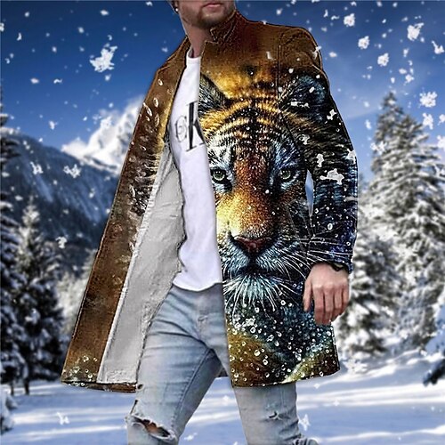 Men's Coat Warm Work Single Breasted Animal Tiger 3D Printed Graphic Turndown Fashion Jacket Outerwear Long Sleeve Pocket Fall & Winter
Men's Coat Warm Work Single Breasted Animal Tiger 3D Printed Graphic Turndown Fashion Jacket Outerwear Long Sleeve Pocket Fall & Winter