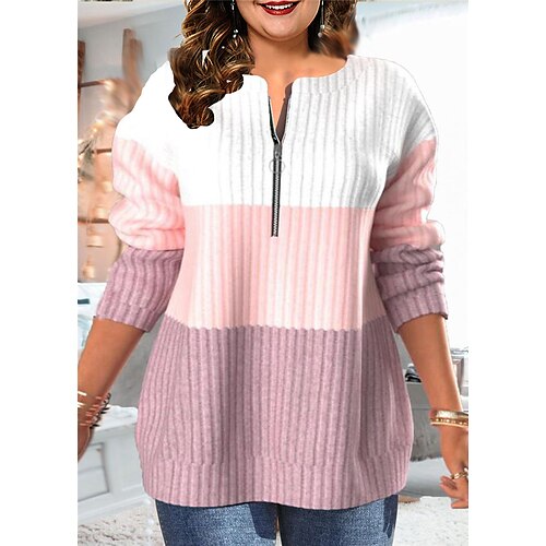 Women's Plus Size Tops Pullover Sweatshirt Striped Zipper Print Long Sleeve Crew Neck Casual Daily Going out Polyester Winter Fall Black Blue
Women's Plus Size Tops Pullover Sweatshirt Striped Zipper Print Long Sleeve Crew Neck Casual Daily Going out Polyester Winter Fall Black Blue