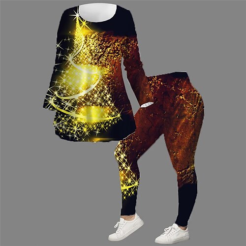 Women's Plus Size Christmas Tops Set Tree Print Long Sleeve Crew Neck Casual Festival Daily Polyester Winter Fall Black Gold
Women's Plus Size Christmas Tops Set Tree Print Long Sleeve Crew Neck Casual Festival Daily Polyester Winter Fall Black Gold
