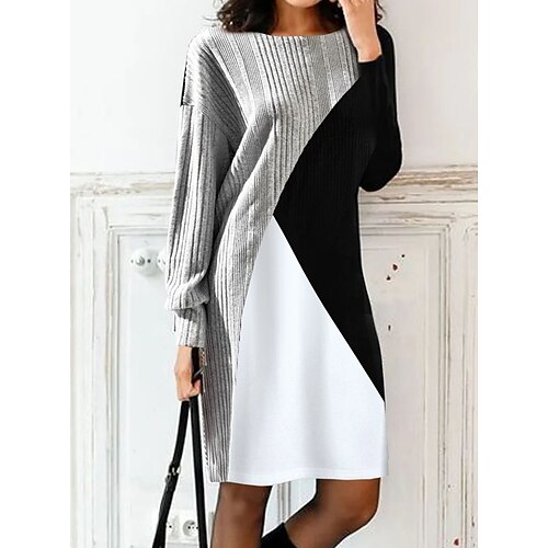 Women's Sweater Dress Sheath Dress Knit Dress Mini Dress Gray Long Sleeve Color Block Patchwork Winter Fall Spring Crew Neck Stylish Weekend 2022 S M L XL XXL 3XL
Women's Sweater Dress Sheath Dress Knit Dress Mini Dress Gray Long Sleeve Color Block Patchwork Winter Fall Spring Crew Neck Stylish Weekend 2022 S M L XL XXL 3XL
