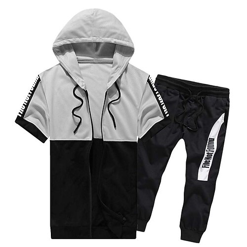 Men's T-shirt Suits Tracksuit Tennis Shirt Shorts and T Shirt Set Set Color Block Letter Hooded Black Gray Outdoor Street Short Sleeve Drawstring 2 Piece Clothing Apparel Basic Sports Designer Casual
Men's T-shirt Suits Tracksuit Tennis Shirt Shorts and T Shirt Set Set Color Block Letter Hooded Black Gray Outdoor Street Short Sleeve Drawstring 2 Piece Clothing Apparel Basic Sports Designer Casual