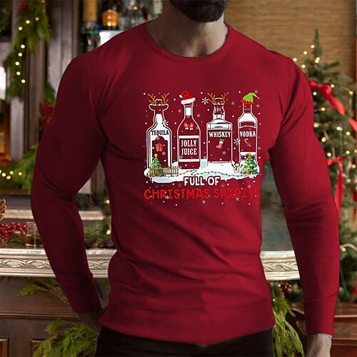 Men's T shirt Tee Christmas t shirts Graphic Prints Wine bottle Crew Neck Black Dark Gray Red Hot Stamping Christmas Street Long Sleeve Print Clothing Apparel Fashion Designer Casual Comfortable
Men's T shirt Tee Christmas t shirts Graphic Prints Wine bottle Crew Neck Black Dark Gray Red Hot Stamping Christmas Street Long Sleeve Print Clothing Apparel Fashion Designer Casual Comfortable