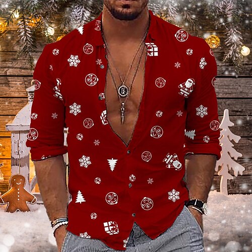 Men's Christmas Shirt 3D Print Snowman 3D Print Button-Down Long Sleeve Tops Fashion Classic Breathable Comfortable Red
Men's Christmas Shirt 3D Print Snowman 3D Print Button-Down Long Sleeve Tops Fashion Classic Breathable Comfortable Red