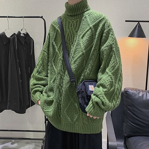 Men's Pullover Sweater Cable Knit Knitted Oversize Pure Color Turtleneck Stylish Keep Warm Daily Wear Vacation Clothing Apparel Winter Fall Green Black M L XL
Men's Pullover Sweater Cable Knit Knitted Oversize Pure Color Turtleneck Stylish Keep Warm Daily Wear Vacation Clothing Apparel Winter Fall Green Black M L XL