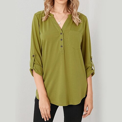 Women's Blouse Shirt Green Black Blue Plain Asymmetric Long Sleeve Casual Basic V Neck Regular S
Women's Blouse Shirt Green Black Blue Plain Asymmetric Long Sleeve Casual Basic V Neck Regular S