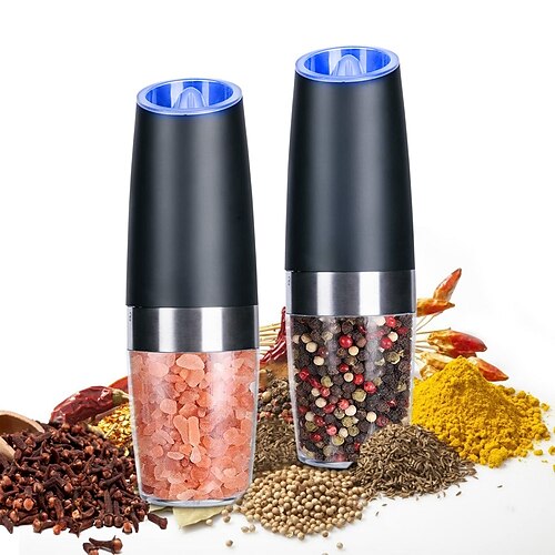 

Electric Pepper And Salt Grinder Set One Hand Automatic Operation Adjustable Thickness With LED Light