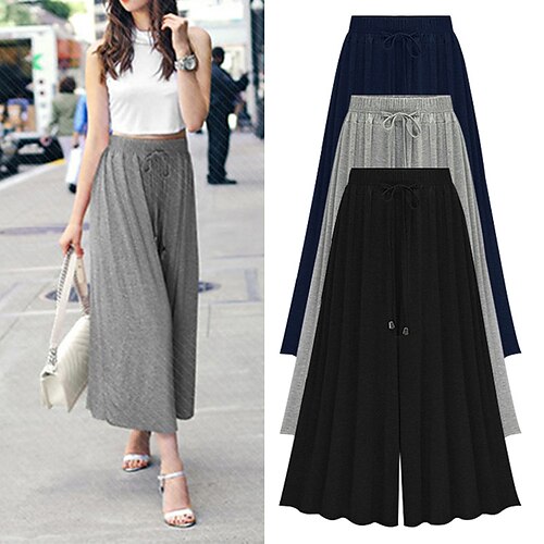 Women's Wide Leg Modal Black Dark navy Grey Fashion Casual Daily Wide Leg Ankle-Length Comfort Plain M L XL XXL XXXL
Women's Wide Leg Modal Black Dark navy Grey Fashion Casual Daily Wide Leg Ankle-Length Comfort Plain M L XL XXL XXXL