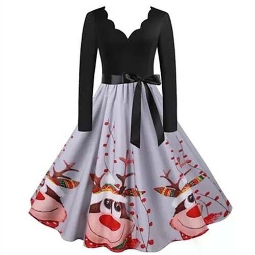 Women's Swing Dress Mini Dress Black Red Gray Long Sleeve Deer Patchwork Winter Fall Autumn V Neck Christmas Vacation 2022 S M L XL XXL 3XL
Women's Swing Dress Mini Dress Black Red Gray Long Sleeve Deer Patchwork Winter Fall Autumn V Neck Christmas Vacation 2022 S M L XL XXL 3XL