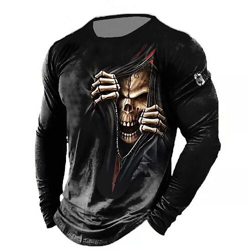 Men's T shirt Tee Skull Graphic Prints Crew Neck Black 3D Print Outdoor Street Long Sleeve Print Clothing Apparel Basic Vintage Sports Fashion
Men's T shirt Tee Skull Graphic Prints Crew Neck Black 3D Print Outdoor Street Long Sleeve Print Clothing Apparel Basic Vintage Sports Fashion