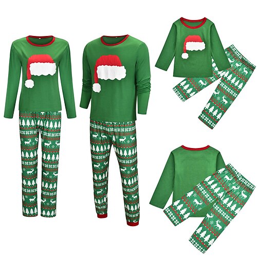 Christmas Pajamas Family Tree Elk Hat Home Crewneck Green Long Sleeve Basic Matching Outfits
Christmas Pajamas Family Tree Elk Hat Home Crewneck Green Long Sleeve Basic Matching Outfits