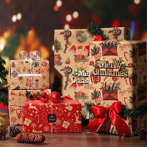 6 PCS Christmas Tree Reindeer Santa Claus Wrapping Paper for Gift Decoration Party 2028 inch Kraft Paper
6 PCS Christmas Tree Reindeer Santa Claus Wrapping Paper for Gift Decoration Party 2028 inch Kraft Paper