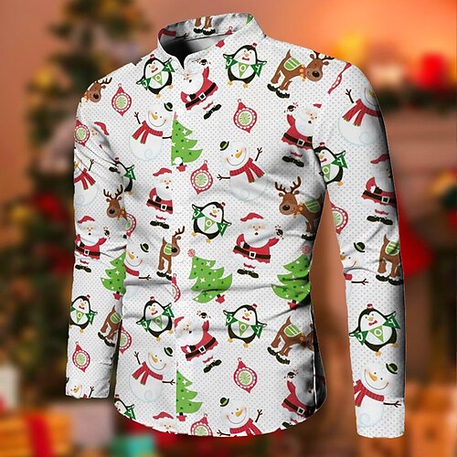 Men's Shirt Tree Santa Claus Penguin Stand Collar White 3D Print Christmas Street Long Sleeve Button-Down Print Clothing Apparel Fashion Designer Casual Breathable
Men's Shirt Tree Santa Claus Penguin Stand Collar White 3D Print Christmas Street Long Sleeve Button-Down Print Clothing Apparel Fashion Designer Casual Breathable