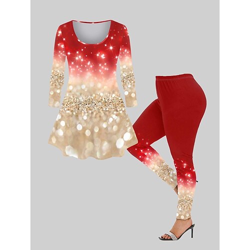 Women's Plus Size Tops Christmas Set Graphic Print Long Sleeve Crew Neck Modern Festival Daily Polyester Winter Fall Red
Women's Plus Size Tops Christmas Set Graphic Print Long Sleeve Crew Neck Modern Festival Daily Polyester Winter Fall Red
