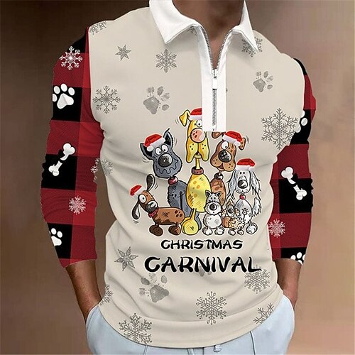Men's Collar Polo Shirt Golf Shirt Plaid Dog Graphic Prints Turndown Khaki 3D Print Christmas Street Long Sleeve Zipper Print Clothing Apparel Fashion Designer Casual Soft
Men's Collar Polo Shirt Golf Shirt Plaid Dog Graphic Prints Turndown Khaki 3D Print Christmas Street Long Sleeve Zipper Print Clothing Apparel Fashion Designer Casual Soft