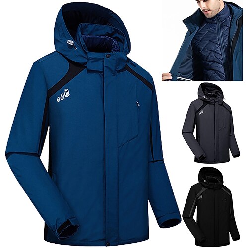 Men's Hiking Down Jacket Ski Jacket Waterproof Hiking Jacket Winter Outdoor Thermal Warm Waterproof Windproof Breathable Outerwear 3-in-1 Jacket Trench Coat Hunting Ski / Snowboard Fishing Black Blue
Men's Hiking Down Jacket Ski Jacket Waterproof Hiking Jacket Winter Outdoor Thermal Warm Waterproof Windproof Breathable Outerwear 3-in-1 Jacket Trench Coat Hunting Ski / Snowboard Fishing Black Blue