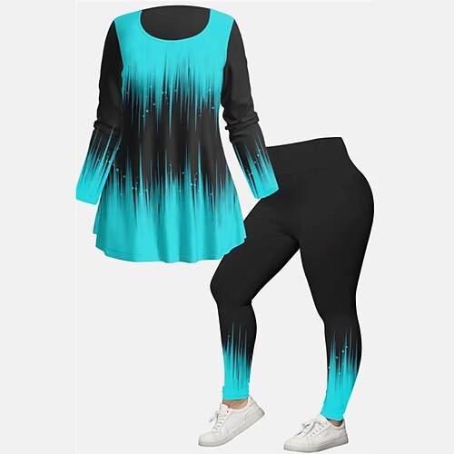 Women's Plus Size Tops Set Color Gradient Print Long Sleeve Crew Neck Casual Daily Going out Polyester Winter Fall Blue
Women's Plus Size Tops Set Color Gradient Print Long Sleeve Crew Neck Casual Daily Going out Polyester Winter Fall Blue