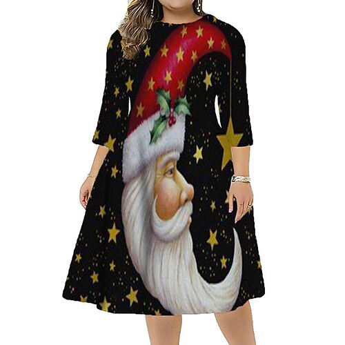 Women's Plus Size Christmas Dress Work Dress Santa Claus 3/4 Length Sleeve Winter Fall Midi Dress Christmas Dress Work Dress
Women's Plus Size Christmas Dress Work Dress Santa Claus 3/4 Length Sleeve Winter Fall Midi Dress Christmas Dress Work Dress