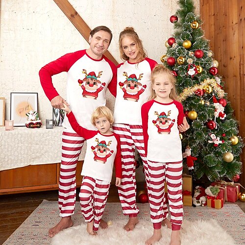 Christmas Pajamas Family Elk Stripe Home White Long Sleeve Basic Matching Outfits
Christmas Pajamas Family Elk Stripe Home White Long Sleeve Basic Matching Outfits