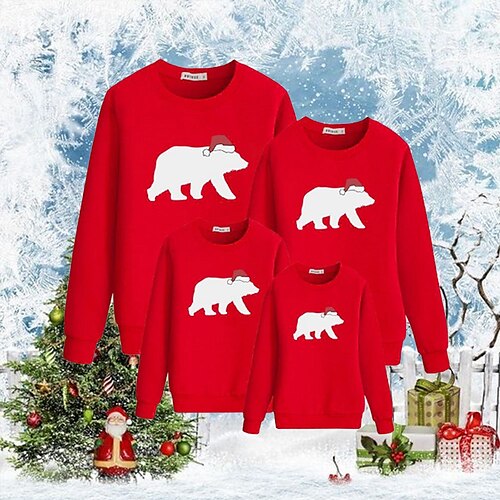 Family Ugly Christmas Tops Sweatshirt Pullover Bear Daily Black Red Long Sleeve Daily Matching Outfits
Family Ugly Christmas Tops Sweatshirt Pullover Bear Daily Black Red Long Sleeve Daily Matching Outfits