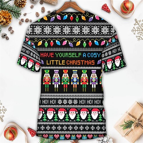 Men's T shirt Tee Santa Claus Graphic Prints Snowflake Crew Neck Black 3D Print Outdoor Christmas Short Sleeve Print Clothing Apparel Sports Designer Casual
Men's T shirt Tee Santa Claus Graphic Prints Snowflake Crew Neck Black 3D Print Outdoor Christmas Short Sleeve Print Clothing Apparel Sports Designer Casual