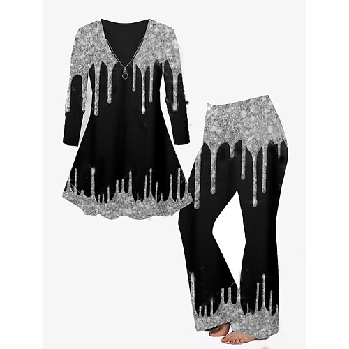 Women's Plus Size Tops Set Color Gradient Zipper Print Long Sleeve V Neck Casual Daily Going out Polyester Winter Fall Black Gold
Women's Plus Size Tops Set Color Gradient Zipper Print Long Sleeve V Neck Casual Daily Going out Polyester Winter Fall Black Gold