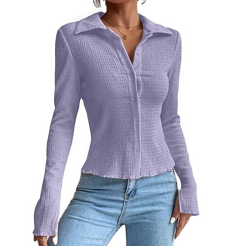 Women's Blouse Shirt dark brown Violets Black Plain Button Long Sleeve Casual Basic Shirt Collar Regular S
Women's Blouse Shirt dark brown Violets Black Plain Button Long Sleeve Casual Basic Shirt Collar Regular S