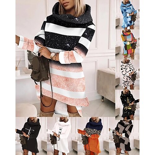 Women's Casual Dress Hoodie Dress Mini Dress Black And White Black gray caramel Long Sleeve Leopard Print Winter Fall Spring Hooded Fashion Daily Date Loose Fit 2022 S M L XL 2XL
Women's Casual Dress Hoodie Dress Mini Dress Black And White Black gray caramel Long Sleeve Leopard Print Winter Fall Spring Hooded Fashion Daily Date Loose Fit 2022 S M L XL 2XL