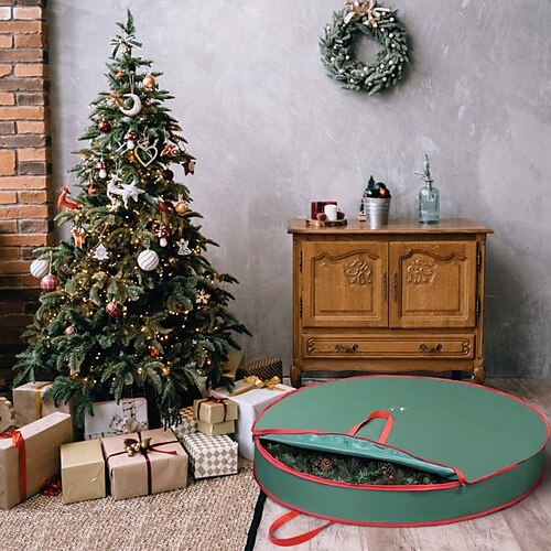 Christmas Wreath Storage Bag 48 Garland Wreath Container Tear Resistant Fabric Round Wreath Boxes for Storage for Xmas Holiday Ornament Red and Green
Christmas Wreath Storage Bag 48 Garland Wreath Container Tear Resistant Fabric Round Wreath Boxes for Storage for Xmas Holiday Ornament Red and Green
