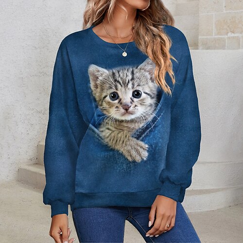 Women's Sweatshirt Pullover Basic Green Blue Purple Cat Street Round Neck Long Sleeve S M L XL 2XL 3XL
Women's Sweatshirt Pullover Basic Green Blue Purple Cat Street Round Neck Long Sleeve S M L XL 2XL 3XL