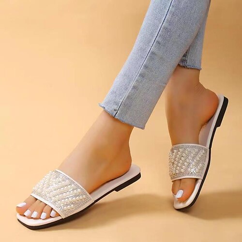 Women's Slippers Daily Outdoor Slippers Imitation Pearl Flat Heel Round Toe Classic Walking Shoes PU Leather Loafer Solid Colored Black Beige
Women's Slippers Daily Outdoor Slippers Imitation Pearl Flat Heel Round Toe Classic Walking Shoes PU Leather Loafer Solid Colored Black Beige