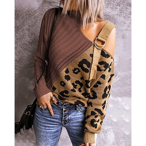 Women's Blouse Shirt Green Black Brown Leopard Color Block Cut Out Crochet Long Sleeve Casual Basic High Neck Regular S
Women's Blouse Shirt Green Black Brown Leopard Color Block Cut Out Crochet Long Sleeve Casual Basic High Neck Regular S