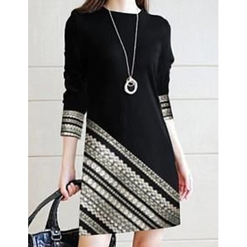 Women's Casual Dress Sheath Dress Mini Dress Black 3/4 Length Sleeve Graphic Print Winter Fall Spring Crew Neck Stylish Weekend 2022 S M L XL XXL 3XL
Women's Casual Dress Sheath Dress Mini Dress Black 3/4 Length Sleeve Graphic Print Winter Fall Spring Crew Neck Stylish Weekend 2022 S M L XL XXL 3XL