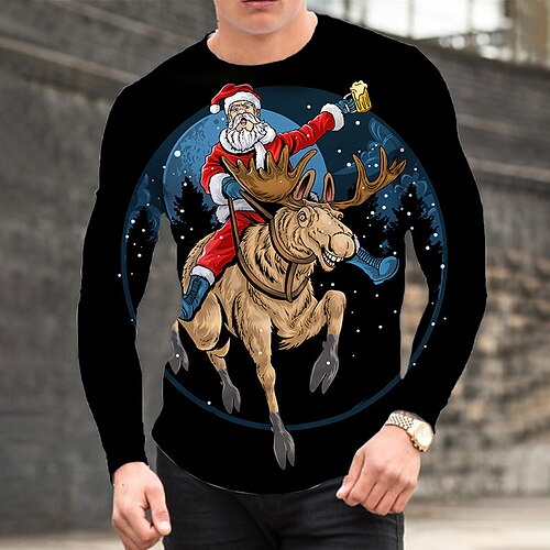 Men's T shirt Tee Santa Claus Graphic Prints Crew Neck Black Red 3D Print Outdoor Christmas Long Sleeve Print Clothing Apparel Basic Sports Designer Casual
Men's T shirt Tee Santa Claus Graphic Prints Crew Neck Black Red 3D Print Outdoor Christmas Long Sleeve Print Clothing Apparel Basic Sports Designer Casual