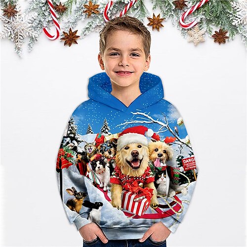 Kids Boys Christmas Hoodie Pullover Animal Cat Dog Long Sleeve Pocket Children Top Christmas Gifts 3D Print Hoodie Cute Daily Blue Winter 3-12 Years
Kids Boys Christmas Hoodie Pullover Animal Cat Dog Long Sleeve Pocket Children Top Christmas Gifts 3D Print Hoodie Cute Daily Blue Winter 3-12 Years