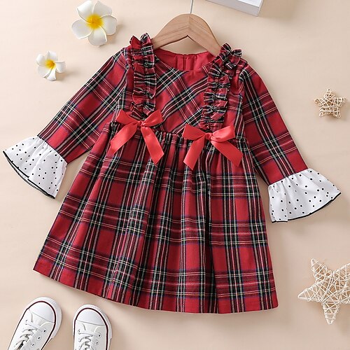 Kids Girls' Christmas Dress Plaid A Line Dress Above Knee Dress Outdoor Cotton Long Sleeve Active Dress 3-7 Years Winter Red
Kids Girls' Christmas Dress Plaid A Line Dress Above Knee Dress Outdoor Cotton Long Sleeve Active Dress 3-7 Years Winter Red