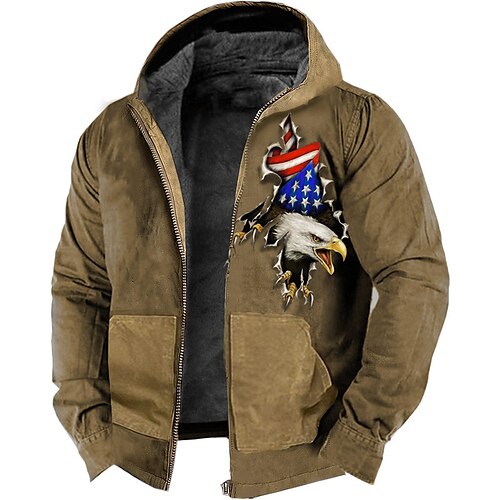 Homme Sweat à capuche zippé Veste Hoodies épais Marron Capuche Imprimés Photos Aigle Drapeau National Zippé Imprimer Sport Loisir du quotidien Des sports 3D effet Polaire Vêtement de rue Design
Homme Sweat à capuche zippé Veste Hoodies épais Marron Capuche Imprimés Photos Aigle Drapeau National Zippé Imprimer Sport Loisir du quotidien Des sports 3D effet Polaire Vêtement de rue Design