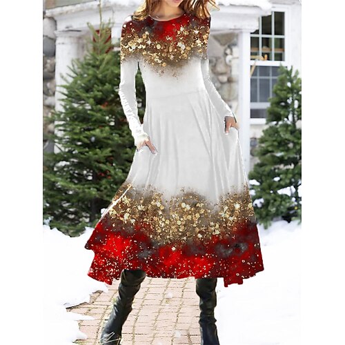 Women's Christmas Casual Dress Swing Dress Midi Dress Red Long Sleeve Leopard Pocket Winter Fall Autumn Fashion Daily Weekend 2022 S M L XL XXL 3XL
Women's Christmas Casual Dress Swing Dress Midi Dress Red Long Sleeve Leopard Pocket Winter Fall Autumn Fashion Daily Weekend 2022 S M L XL XXL 3XL