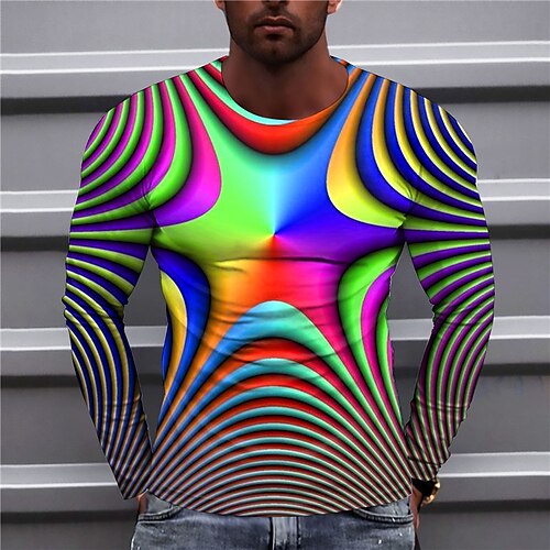 Men's T shirt Tee Optical Illusion Graphic Prints Crew Neck Rainbow 3D Print Outdoor Street Long Sleeve Print Clothing Apparel Basic Sports Designer Casual
Men's T shirt Tee Optical Illusion Graphic Prints Crew Neck Rainbow 3D Print Outdoor Street Long Sleeve Print Clothing Apparel Basic Sports Designer Casual