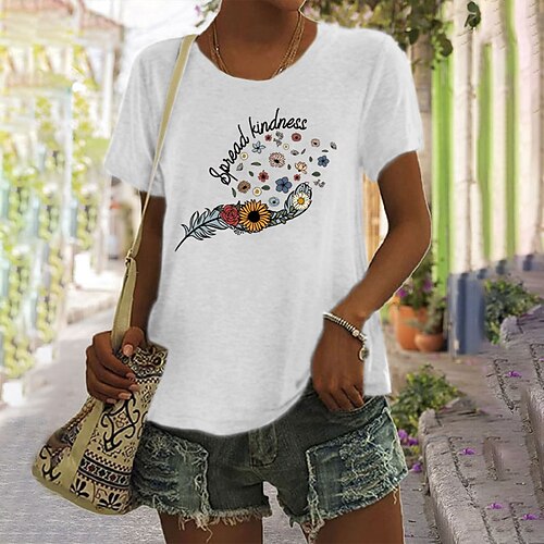 Women's T shirt Tee Green Pink Yellow Graphic Letter Print Short Sleeve Daily Holiday Basic Round Neck Regular Painting S
Women's T shirt Tee Green Pink Yellow Graphic Letter Print Short Sleeve Daily Holiday Basic Round Neck Regular Painting S