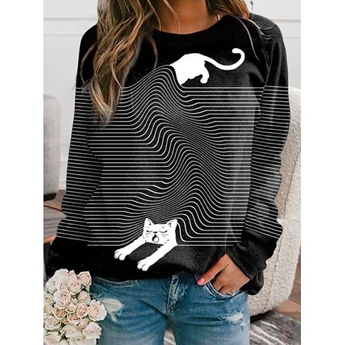 Women's Sweatshirt Pullover Basic Black Blue Yellow Cat Street Round Neck Long Sleeve S M L XL 2XL
Women's Sweatshirt Pullover Basic Black Blue Yellow Cat Street Round Neck Long Sleeve S M L XL 2XL