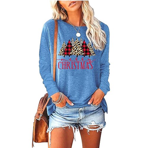 Women's T shirt Tee Pinck Green Black Leopard Plaid Print Long Sleeve Christmas Weekend Basic Round Neck Regular Painting S
Women's T shirt Tee Pinck Green Black Leopard Plaid Print Long Sleeve Christmas Weekend Basic Round Neck Regular Painting S