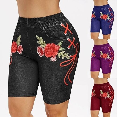 Women's Shorts Faux Denim Black Blue Purple Casual Casual Daily High Elasticity Knee Length Outdoor Flower S M L XL 2XL
Women's Shorts Faux Denim Black Blue Purple Casual Casual Daily High Elasticity Knee Length Outdoor Flower S M L XL 2XL