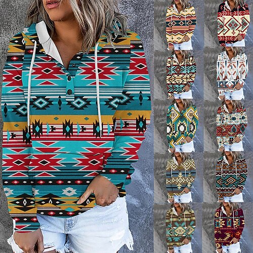 Women's Hoodie Sweatshirt Pullover Basic Ethnic Button Green Blue Yellow Geometric Street Hoodie Long Sleeve S M L XL 2XL 3XL
Women's Hoodie Sweatshirt Pullover Basic Ethnic Button Green Blue Yellow Geometric Street Hoodie Long Sleeve S M L XL 2XL 3XL