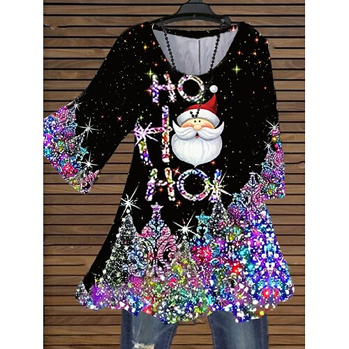 Women's Plus Size Christmas Tops Blouse Shirt Santa Claus Snowflake Print 3/4 Length Sleeve Crew Neck Casual Festival Daily Cotton Spandex Jersey Winter Fall Purple Gold
Women's Plus Size Christmas Tops Blouse Shirt Santa Claus Snowflake Print 3/4 Length Sleeve Crew Neck Casual Festival Daily Cotton Spandex Jersey Winter Fall Purple Gold