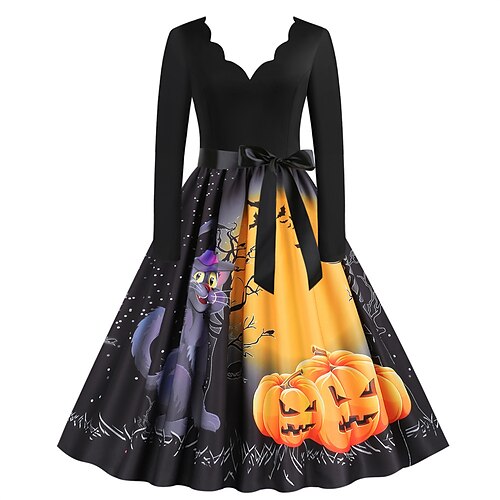 Women's Vintage Dress Black And White Light Yellow Black gray Long Sleeve Print Fall Spring V Neck 2022 S M L XL 3XL
Women's Vintage Dress Black And White Light Yellow Black gray Long Sleeve Print Fall Spring V Neck 2022 S M L XL 3XL
