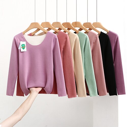 Women's T shirt Tee Undershirt Bottoming Shirt Black Pink Red Plain Long Sleeve Daily Weekend Basic Round Neck Regular Fleece lined XL
Women's T shirt Tee Undershirt Bottoming Shirt Black Pink Red Plain Long Sleeve Daily Weekend Basic Round Neck Regular Fleece lined XL